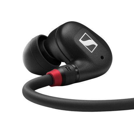 Sennheiser IE 100 PRO In-ear monitoring headphones, 10mm dynamic transducer, black. Includes 1.3m straight cable with 3.5mm jack, soft pouch, silicone ear adapters (S/M/L), foam ear adapters (M), 6.3mm adapter and cleaning tool In-Ear Monitors Sennheiser