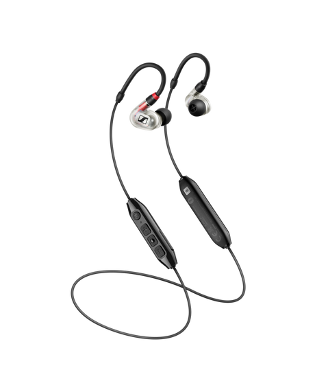 Sennheiser IE 100 PRO Clear wireless in-ear monitoring set with IE PRO BT Bluetooth connector. Includes IE 100 PRO Clear, 1.3m cable, IE PRO BT connector, USB-A to USB-C charging cable and accessories In-Ear Monitors Sennheiser