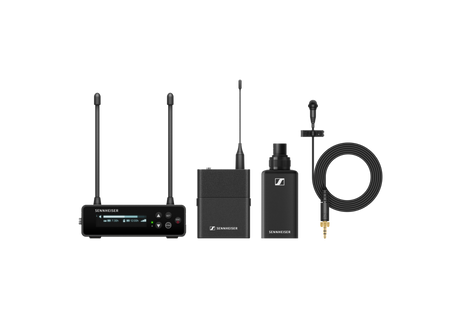 Sennheiser Portable digital wireless set. Includes EW-DP EK receiver, EW-D SK bodypack transmitter, ME 2 lavalier, EW-D SKP plug-on transmitter, mounting kit, batteries, cables, frequency range: R4-9 (552-608 MHz) Microphone Accessories Sennheiser