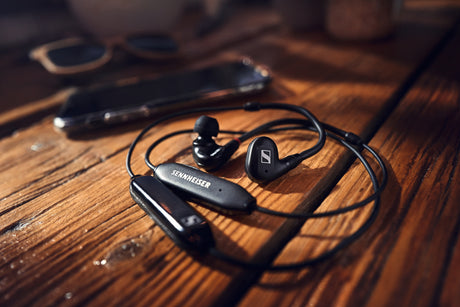 Sennheiser IE 100 PRO Red wireless in-ear monitoring set with IE PRO BT Bluetooth connector. Includes IE 100 PRO Red, 1.3m cable, IE PRO BT connector, USB-A to USB-C charging cable and accessories In-Ear Monitors Sennheiser