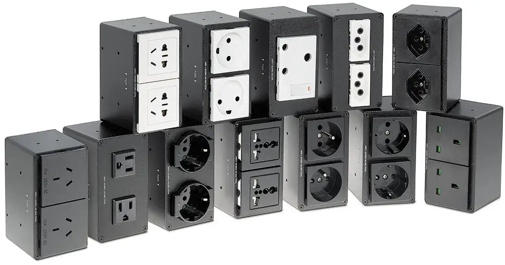 Extron Cable Cubby 1402 Black - 4 US AC, 12 A Breaker, 4 Outlets Under