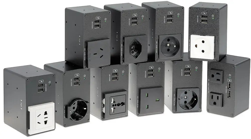Extron Cable Cubby 1402 Black - 4 US AC, 12 A Breaker, 4 Outlets Under