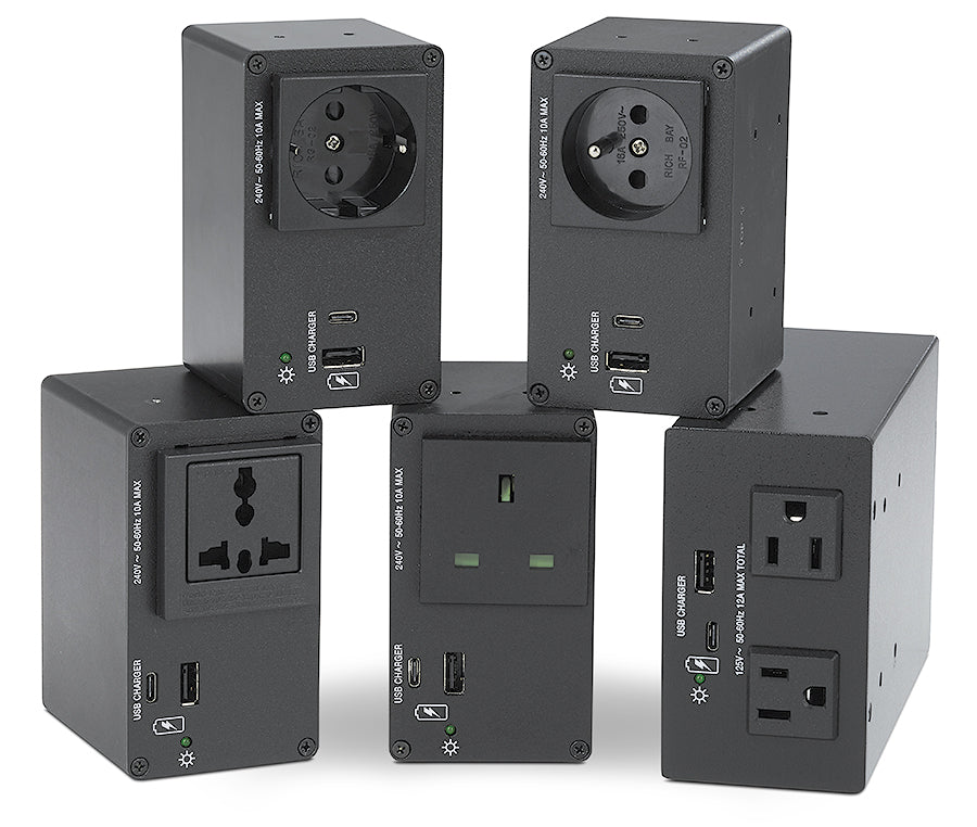 Extron AC+USB 314 US, Cord 2US AC, 1USBC, 1 USBA, 12A Brker, Integ PS, 2 Outl Audio & Video Cables Extron