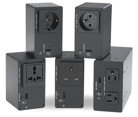 Extron AC+USB 314 US, Cord 2US AC, 1USBC, 1 USBA, 12A Brker, Integ PS, 2 Outl Audio & Video Cables Extron