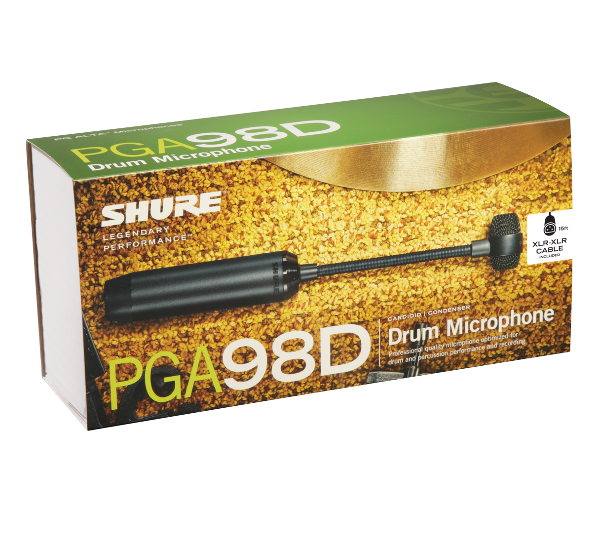 Shure PGA98D-LC Cardioid condenser gooseneck drum microphone - AP98DM drum mount, less cable Microphones Shure