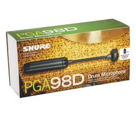 Shure PGA98D-LC Cardioid condenser gooseneck drum microphone - AP98DM drum mount, less cable Microphnes Shure