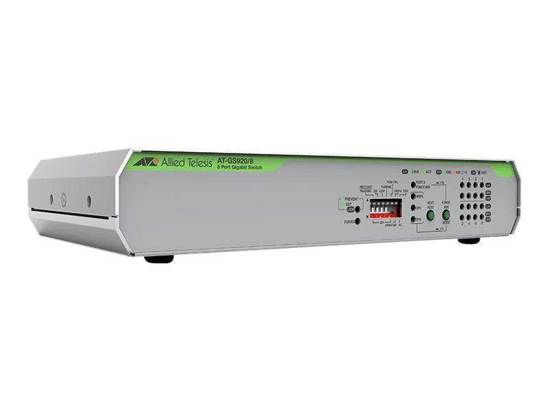 Allied Telesis AT-GS920/8-10 8 X 10/100/1000T UNMANAGED SWITCH W/ INTERNAL PSU US PWR CORD - Creation Networks