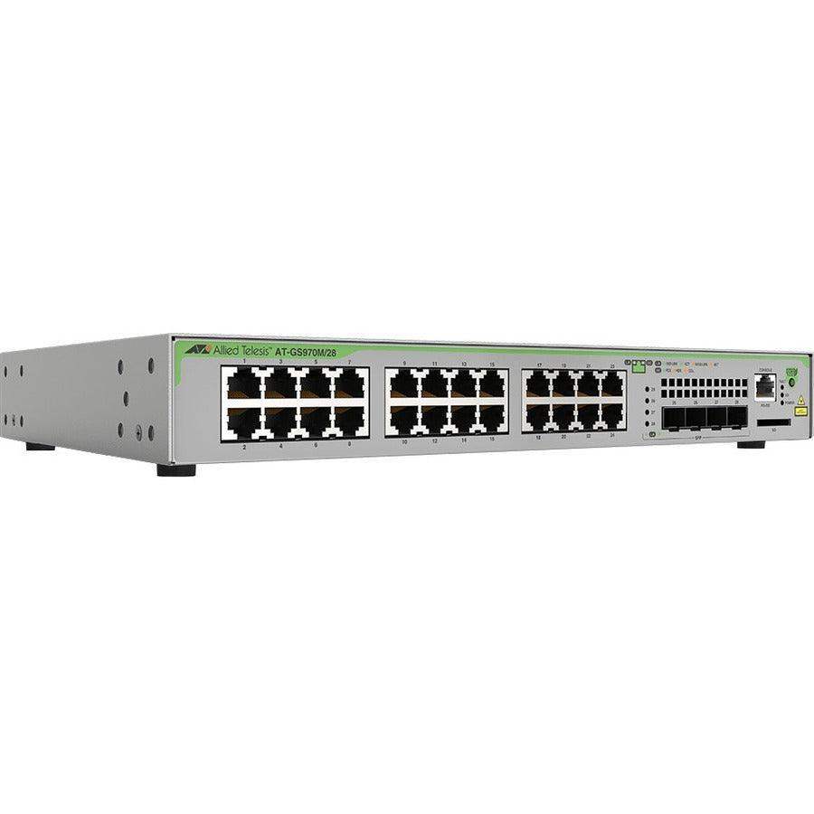 Allied Telesis AT-GS970M/28-10 L2+ MANAGED 24X10/100/1000MBPS 4XSFP UPLINK SLOT 1FIXED AC US PS - Creation Networks