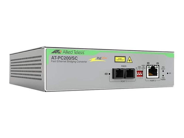 Allied Telesis PC200/SC-960 TAA 10/100TX-100FX/SC POE+ MEDIA CONVERTER UNIV PSU - Creation Networks