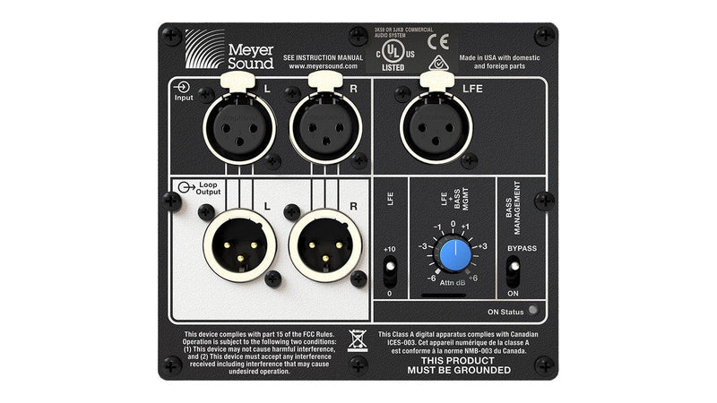 Meyer Sound AMIE-SUB 2.1 (XLR) Bass MNGMT Input Panel