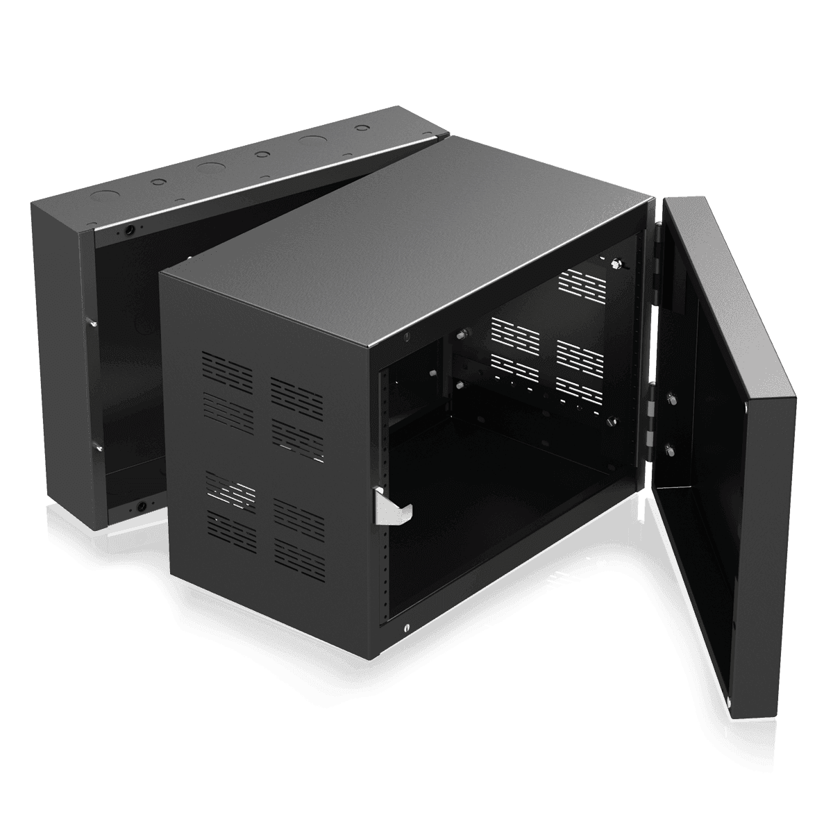 Atlas Sound 310-15 19 inch Wide Opening Stand-Alone Wall Cabinet with Adjustable Rails, 15 inchD Center Section - 10 RU - Creation Networks