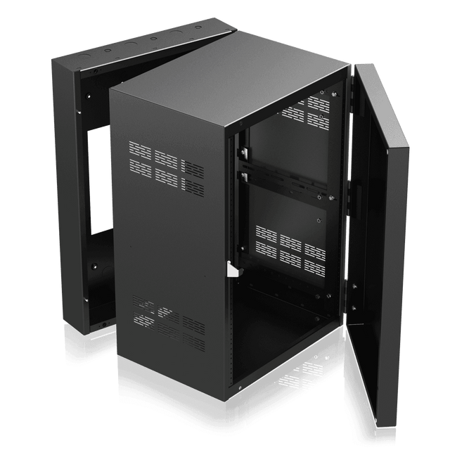 Atlas Sound 316-15 19 inch Wide Opening Stand-Alone Wall Cabinet with Adjustable Rails, 15 inch D Center Section - 16 RU - Creation Networks