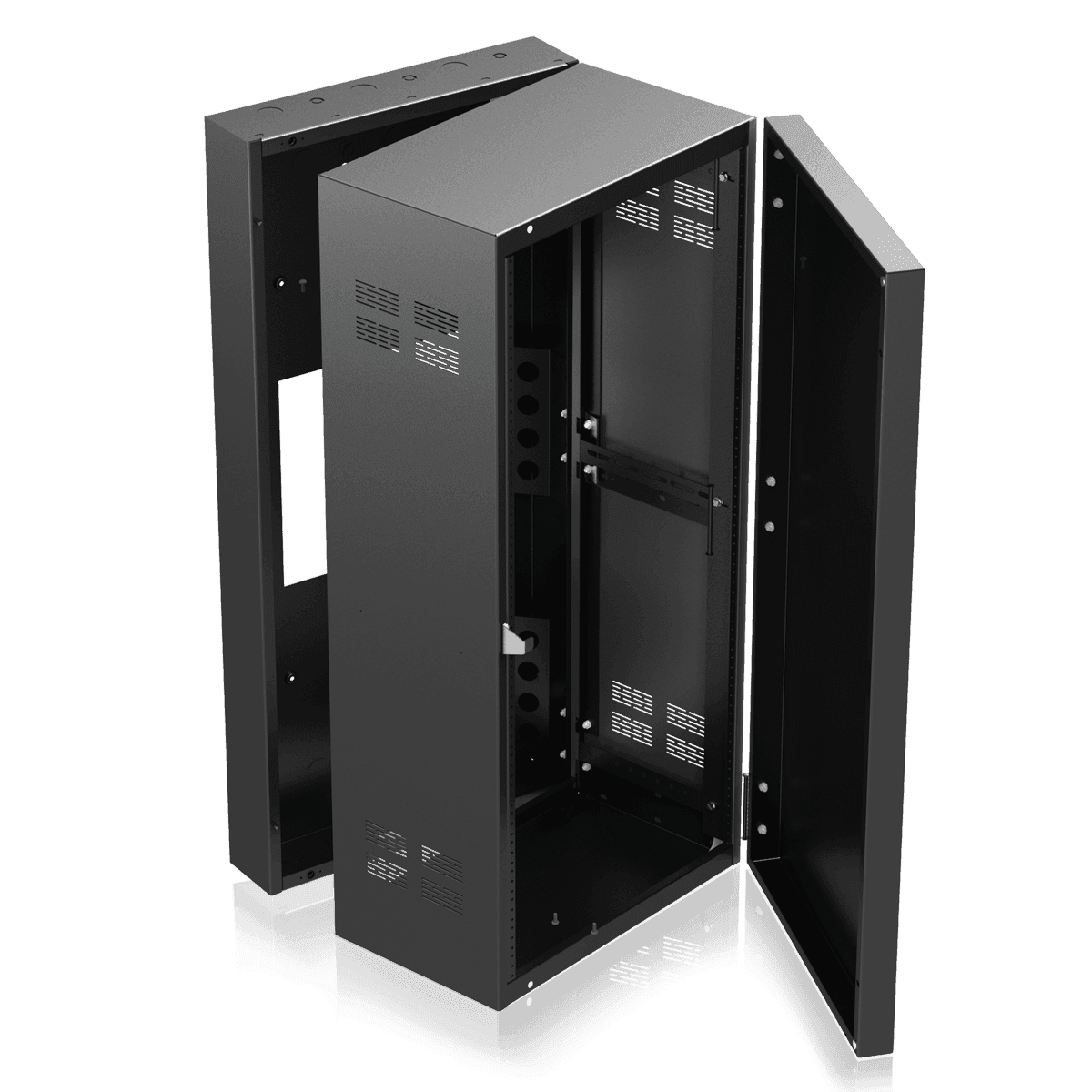 Atlas Sound 324-12 19 inch Wide Opening Stand-Alone Wall Cabinet with Adjustable Rails 24RU - Creation Networks
