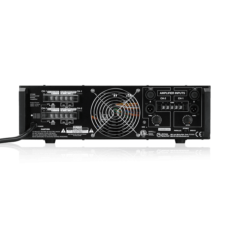 Atlas Sound CP400 Dual-Channel, 400-Watt Commercial Power Amplifier - Creation Networks