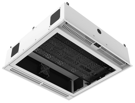 Atlas Sound CR222 2' x 2' Ceiling-Mount Rack with 2RU, Standard-Width, AmbiTILT™ Shelf and Integrated AC Power Pack with Auto Sensing "On-Off" - Without Projector Pole Adapter - Creation Networks