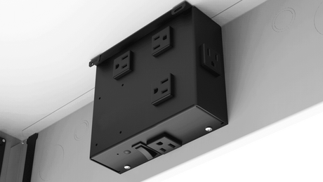 Atlas Sound CR222-NR 2' x 2' Ceiling-Mount Rack with 2RU, Standard-Width, AmbiTILT™ Shelf and Integrated AC Power Pack - Without Projector Pole Adapter - Creation Networks