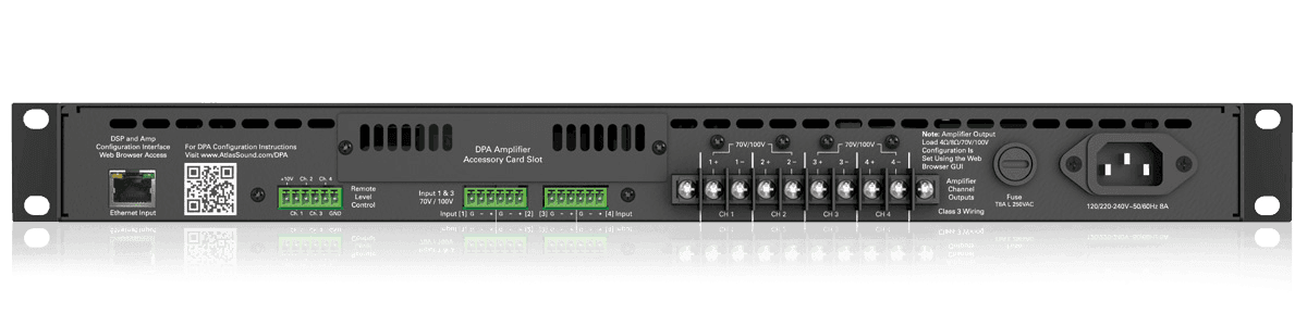 Atlas Sound DPA1202 1200-Watt Networkable Multi-Channel Power Amplifier with Optional Dante™ Network Audio - Creation Networks