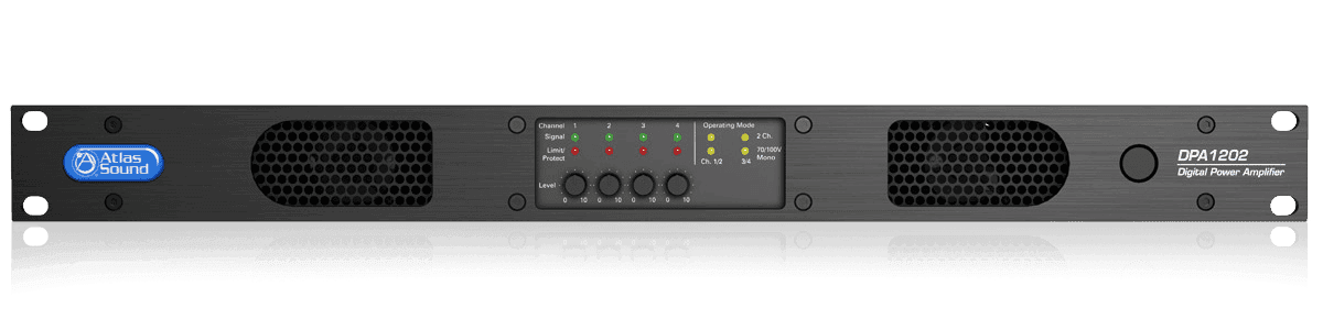 Atlas Sound DPA1202 1200-Watt Networkable Multi-Channel Power Amplifier with Optional Dante™ Network Audio - Creation Networks