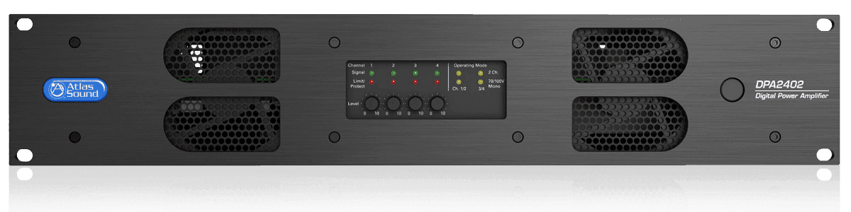 Atlas Sound DPA2402 2400-Watt Networkable Multi-Channel Power Amplifier with Optional Dante™ Network Audio - Creation Networks