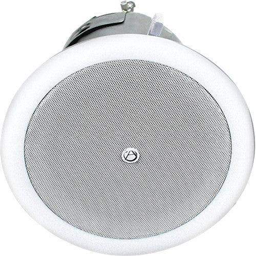 Atlas Sound FAP42T-UL2043 4" Shallow Mount Coaxial In-Ceiling Speaker with 16-Watt 70/100V Transformer and UL2043 Certification (Pair, White) - Creation Networks