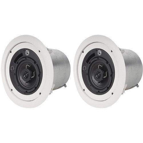 Atlas Sound FAP42T-UL2043 4" Shallow Mount Coaxial In-Ceiling Speaker with 16-Watt 70/100V Transformer and UL2043 Certification (Pair, White) - Creation Networks