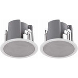 Atlas Sound FAP43T-W 4.5" Coaxial In-Ceiling Speaker with 32-Watt 70V/100V Transformer, Ported Enclosure, and Safety First Mounting System (Pair, White) - Creation Networks