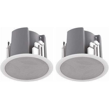 Atlas Sound FAP43T-W 4.5" Coaxial In-Ceiling Speaker with 32-Watt 70V/100V Transformer, Ported Enclosure, and Safety First Mounting System (Pair, White) - Creation Networks
