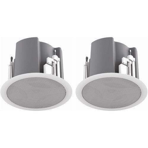 Atlas Sound FAP43T-W 4.5" Coaxial In-Ceiling Speaker with 32-Watt 70V/100V Transformer, Ported Enclosure, and Safety First Mounting System (Pair, White) - Creation Networks