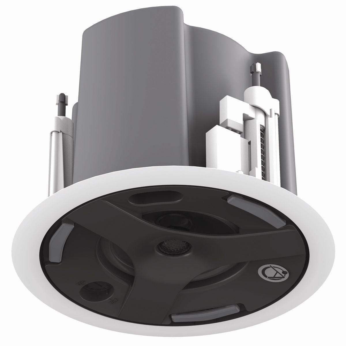 Atlas Sound FAP43T-WEGS 4.5" Coaxial In-Ceiling Speaker with 32-Watt 70V/100V Transformer, Ported Enclosure, Safety First Mounting System, and Square White Edgeless Grille (Pair, White) - Creation Networks