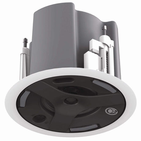 Atlas Sound FAP43T-WEGS 4.5" Coaxial In-Ceiling Speaker with 32-Watt 70V/100V Transformer, Ported Enclosure, Safety First Mounting System, and Square White Edgeless Grille (Pair, White) - Creation Networks