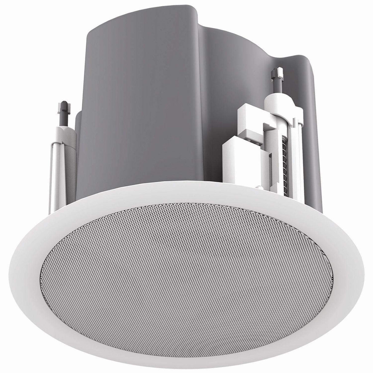 Atlas Sound FAP43T-WEGS 4.5" Coaxial In-Ceiling Speaker with 32-Watt 70V/100V Transformer, Ported Enclosure, Safety First Mounting System, and Square White Edgeless Grille (Pair, White) - Creation Networks