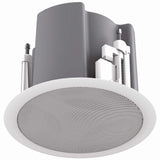 Atlas Sound FAP43T-WEGS 4.5" Coaxial In-Ceiling Speaker with 32-Watt 70V/100V Transformer, Ported Enclosure, Safety First Mounting System, and Square White Edgeless Grille (Pair, White) - Creation Networks