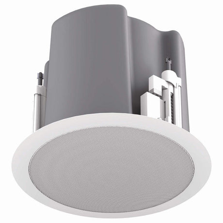 Atlas Sound FAP63T-WEGR 6.5" Coaxial In-Ceiling Speaker with 32-Watt 70V/100V Transformer, Ported Enclosure, Safety First Mounting System and Round White Edgeless Grille (Pair, White) - Creation Networks