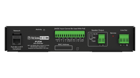 Atlas Sound IP-ZCM1RMK Single PoE+ IP Addressable IP-to-Analog Gateway with Integrated Amplifier and Rack Mount Kit - Creation Networks