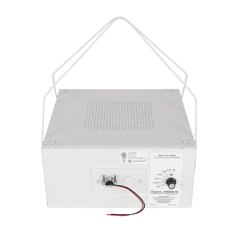 Atlas Sound M1000-W 8" Dual Cone Sound Masking Speaker with 4-Watt 70V Transformer and Enclosure (White) - Creation Networks