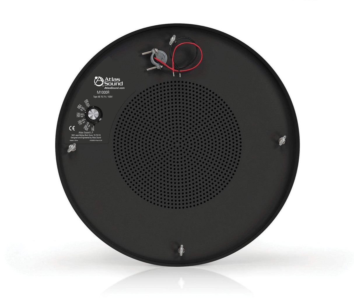 Atlas Sound M1000R 8" Dual Cone Sound Masking Speaker with 4-Watt 70V Transformer and Enclosure (Black, Round) - Creation Networks
