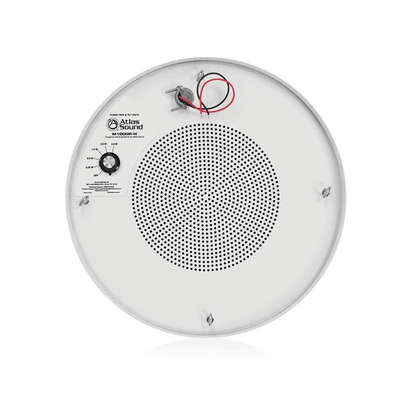 Atlas Sound M1000R-W 8" Dual Cone Sound Masking Speaker with 4-Watt 70V Transformer and Enclosure (White, Round) - Creation Networks