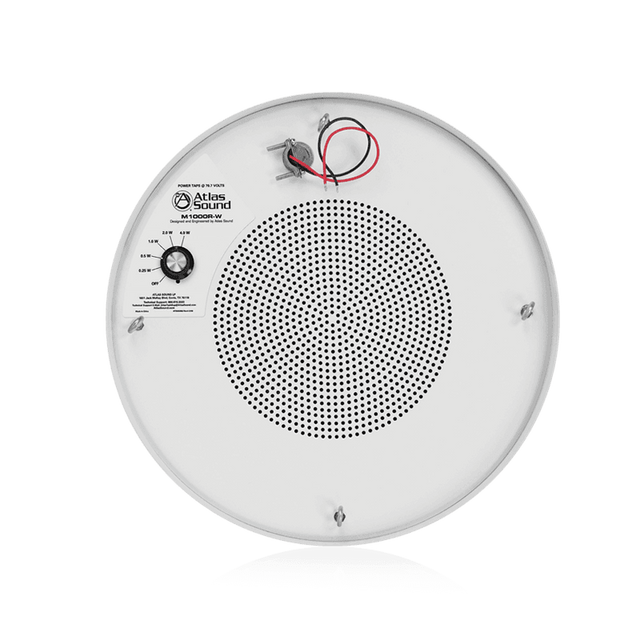 Atlas Sound M1000R-W 8" Dual Cone Sound Masking Speaker with 4-Watt 70V Transformer and Enclosure (White, Round) - Creation Networks