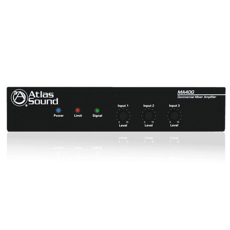 Atlas Sound MA40G 3-Input, 40-Watt Mixer Amplifier with Global Power Supply - Creation Networks