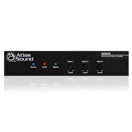 Atlas Sound MA60G 3-Input, 60-Watt Mixer Amplifier with Global Power Supply - Creation Networks