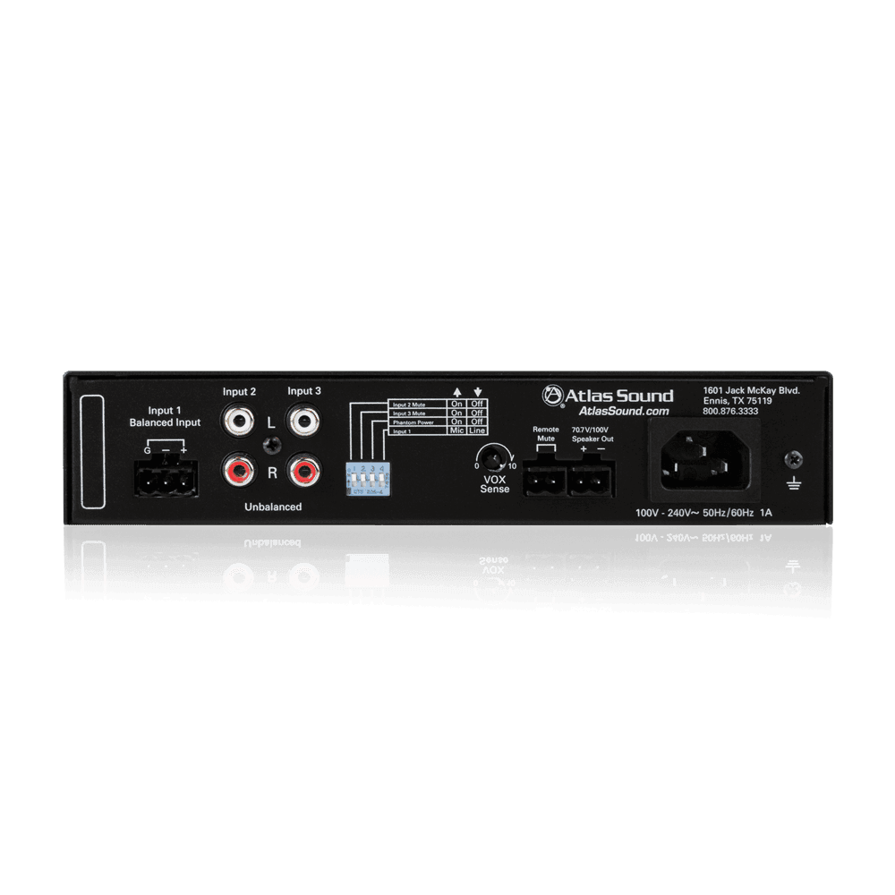 Atlas Sound MA60G 3-Input, 60-Watt Mixer Amplifier with Global Power Supply - Creation Networks