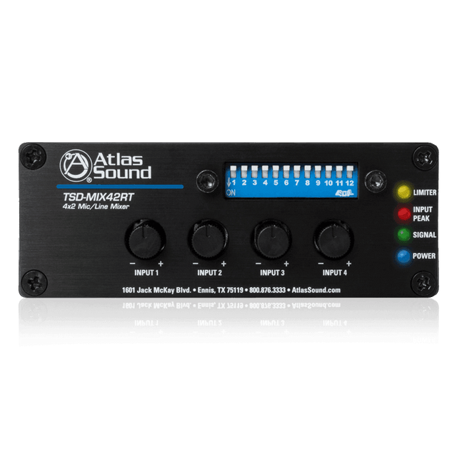 Atlas Sound MIX42RT 4x2 Mic/Line Mixer with Priority Sense and Remote Control - Creation Networks