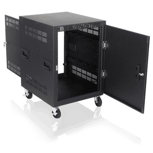 Atlas Sound RX14-25 25" Deep, 14RU Mobile Equipment Rack Includes: Casters, and Side Handles - Creation Networks