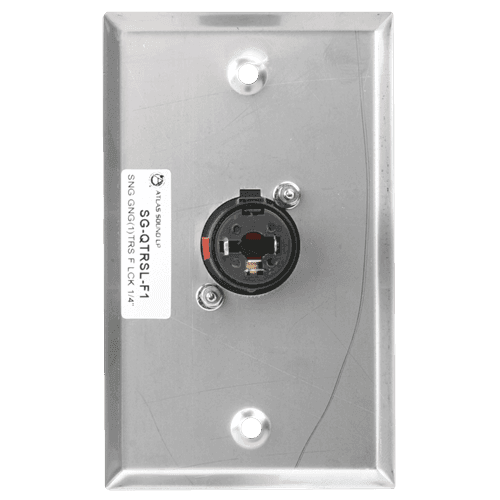 Atlas Sound SG-QTRSL-F1 Single Gang Stainless Steel Plate with (1) Female Locking TRS Connector - Creation Networks