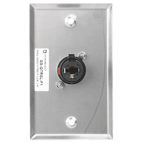 Atlas Sound SG-QTRSL-F1 Single Gang Stainless Steel Plate with (1) Female Locking TRS Connector - Creation Networks