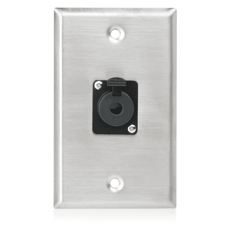 Atlas Sound SG-QTRSL-F1 Single Gang Stainless Steel Plate with (1) Female Locking TRS Connector - Creation Networks