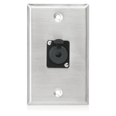 Atlas Sound SG-QTRSL-F1 Single Gang Stainless Steel Plate with (1) Female Locking TRS Connector - Creation Networks