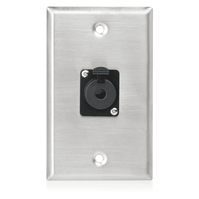 Atlas Sound SG-QTRSL-F1 Single Gang Stainless Steel Plate with (1) Female Locking TRS Connector - Creation Networks