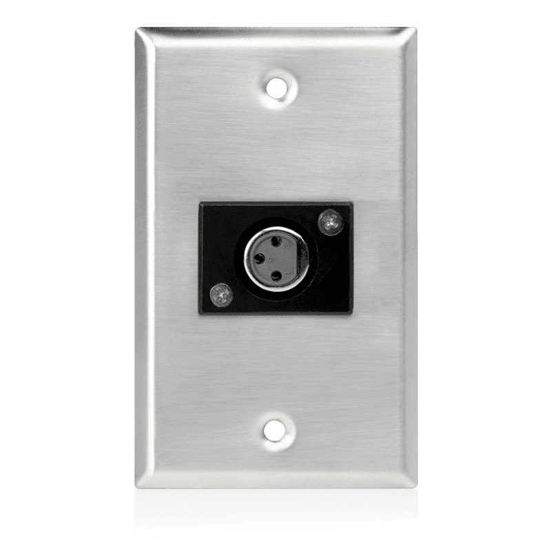 Atlas Sound SG-XLR-F1 Single Gang Stainless Steel Plate with (1) Female 3 Pin XLR - Creation Networks