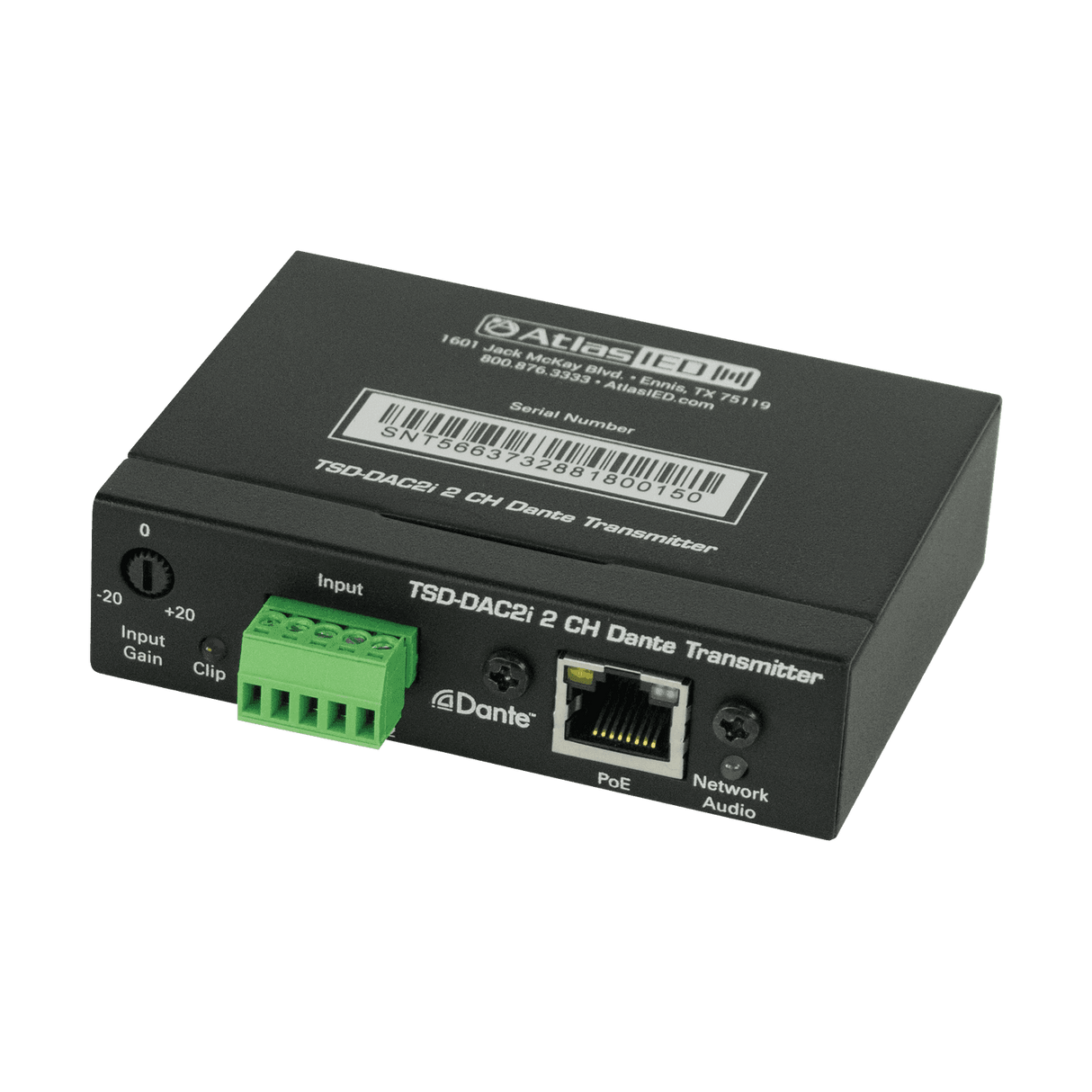 Atlas Sound TSD-DAC2I 2-Channel Balance Line Input to Dante® Interface - Creation Networks